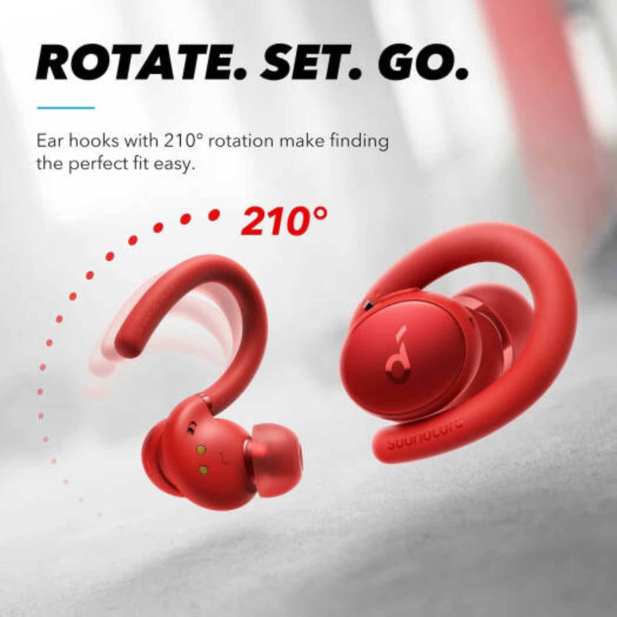 Anker Soundcore Sport X10 Wireless Earbud, 210° Rotatable Ear Hooks, 6 Microphones, Bluetooth 5.2, Up to 32 Hours Playtime, SweatGuard Technology, IPX7-Rated Build, Red | Sport X10