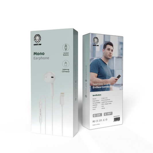 Green Lion Mono Earphone with Lightning Connector - White