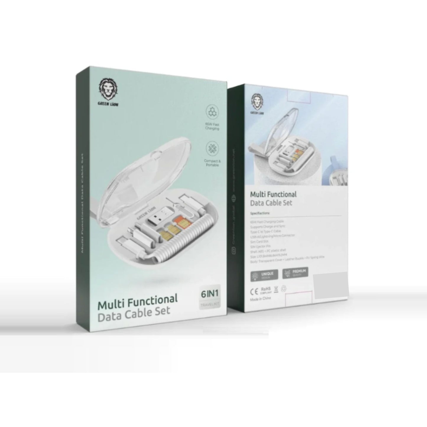 Green Lion Multifunctional Data Cable Set-White