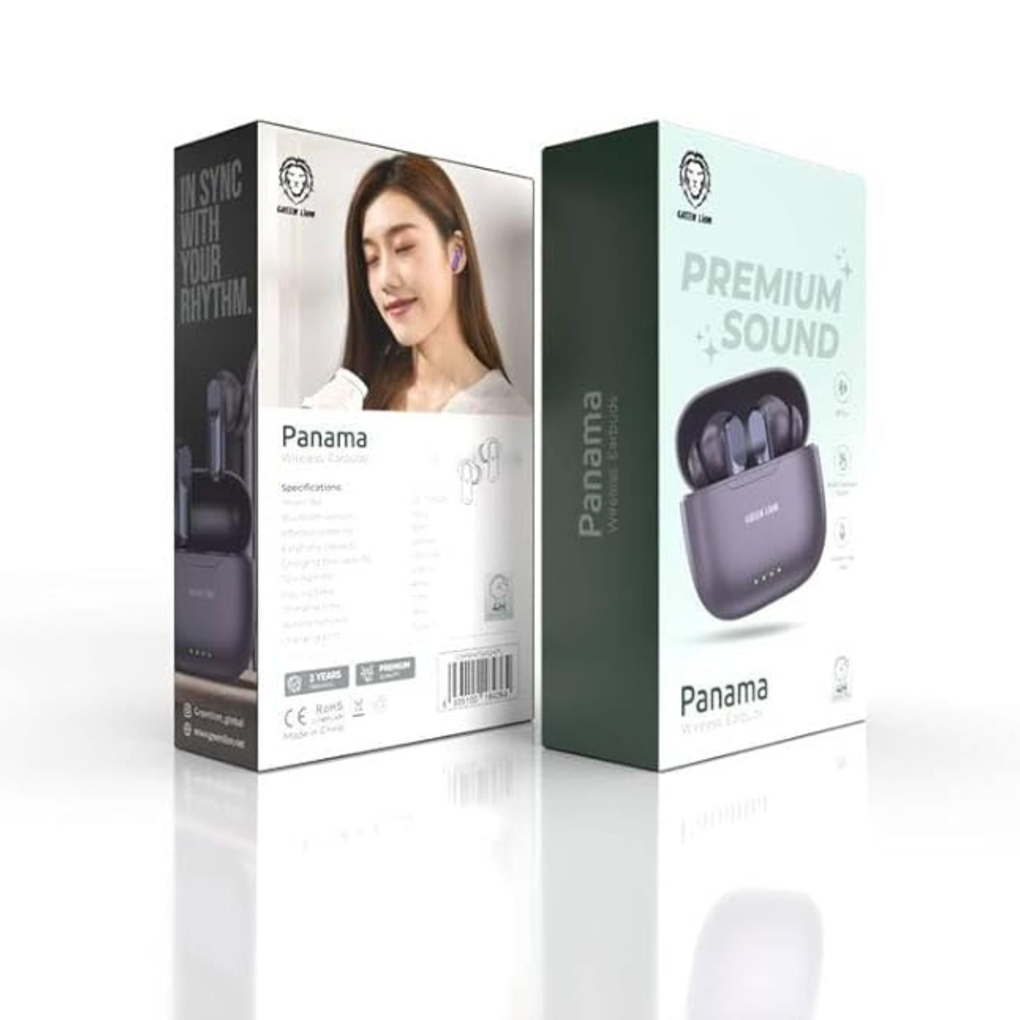 Green Lion Panama Wireless Earbuds, 4 Hours Playing Time, Multi-Function Touch, Hands-Free Calls, 4.5 Hours Talking Time, Type-C Charging Port - Purple
