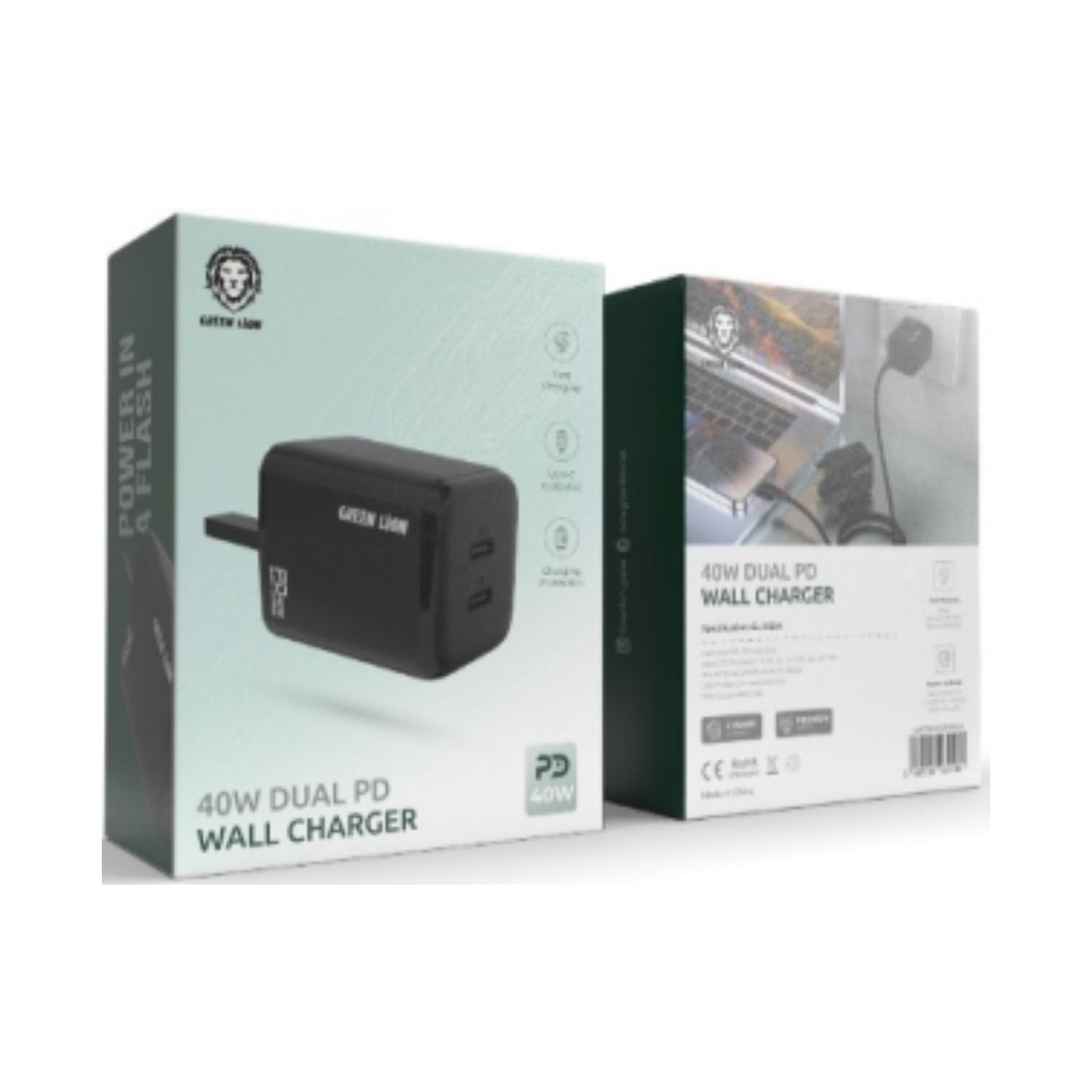 Green Lion 40W Dual PD Wall Charger UK_Black