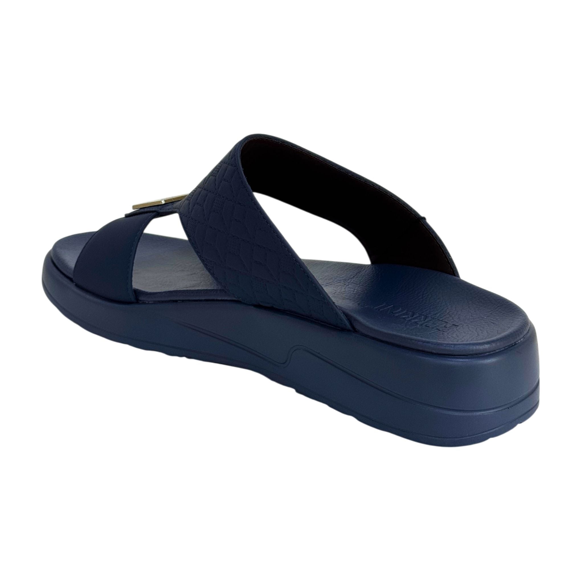 Navy blue sandal on a white background