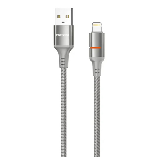 Porodo 2.4A USB-A to Lightning Braided Cable 1.2M - Grey