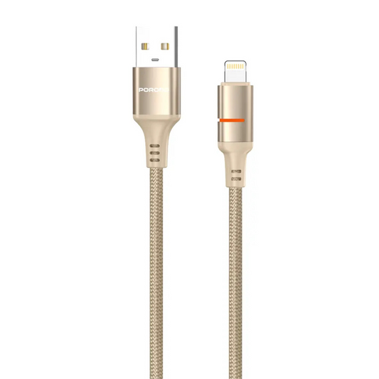 Porodo 2.4A USB-A to Lightning Braided Cable 1.2M - Gold