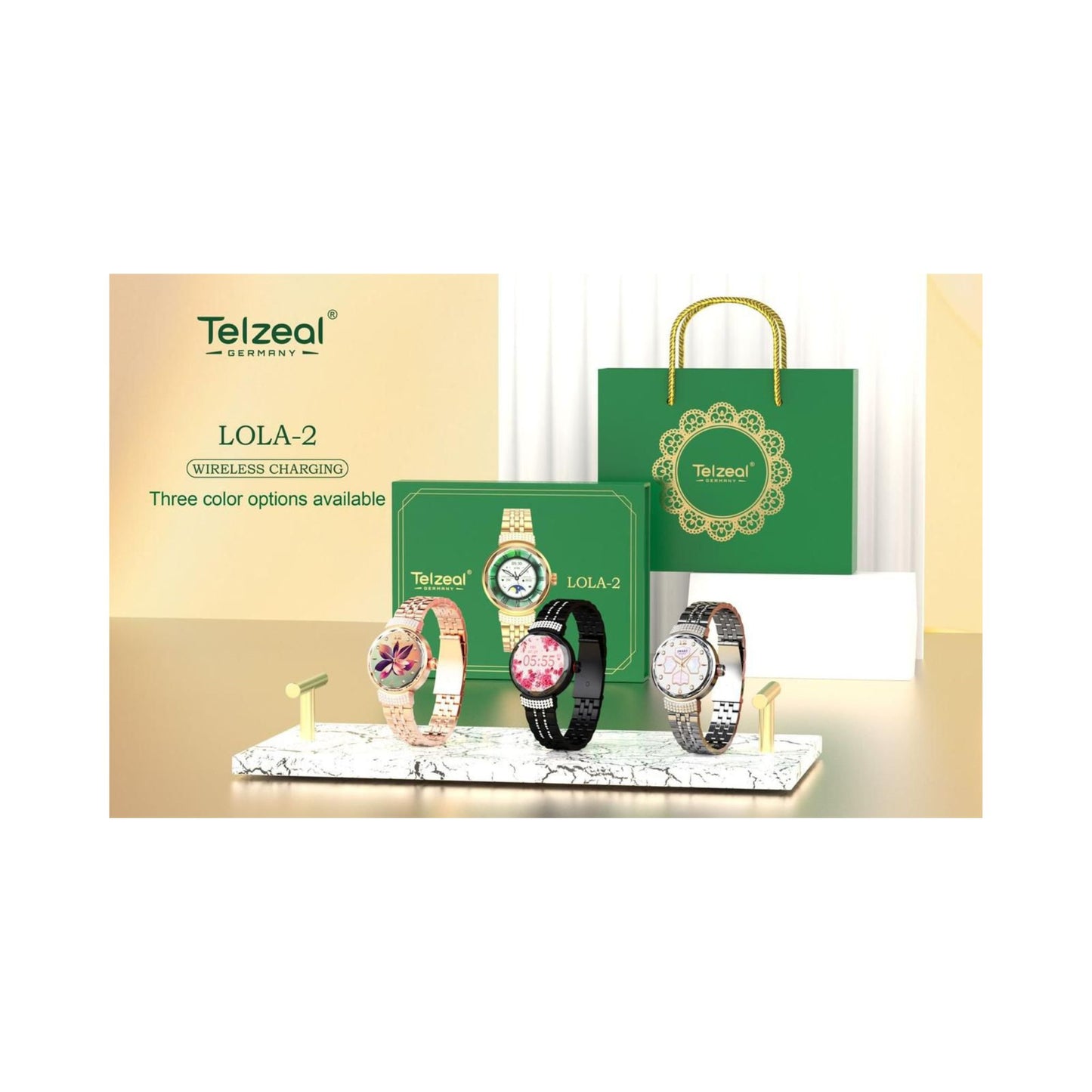Telzeal Germany LOLA-2 Two Pairs Strap Smartwatches_Gold