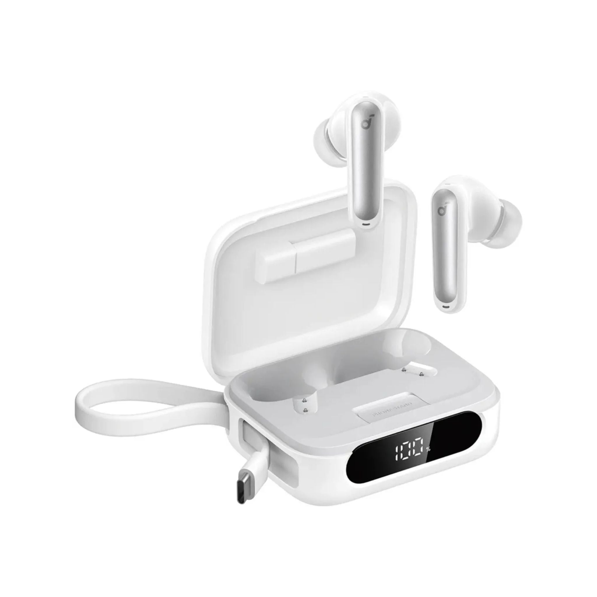 Anker Soundcore P41i Earbud, 11mm Composite Drivers, Adaptive Noise Cancelling, 6 Microphones, Built-in Phone Stand, Al Noise Reduction, 3000mAh Battery Capacity, White | P41i