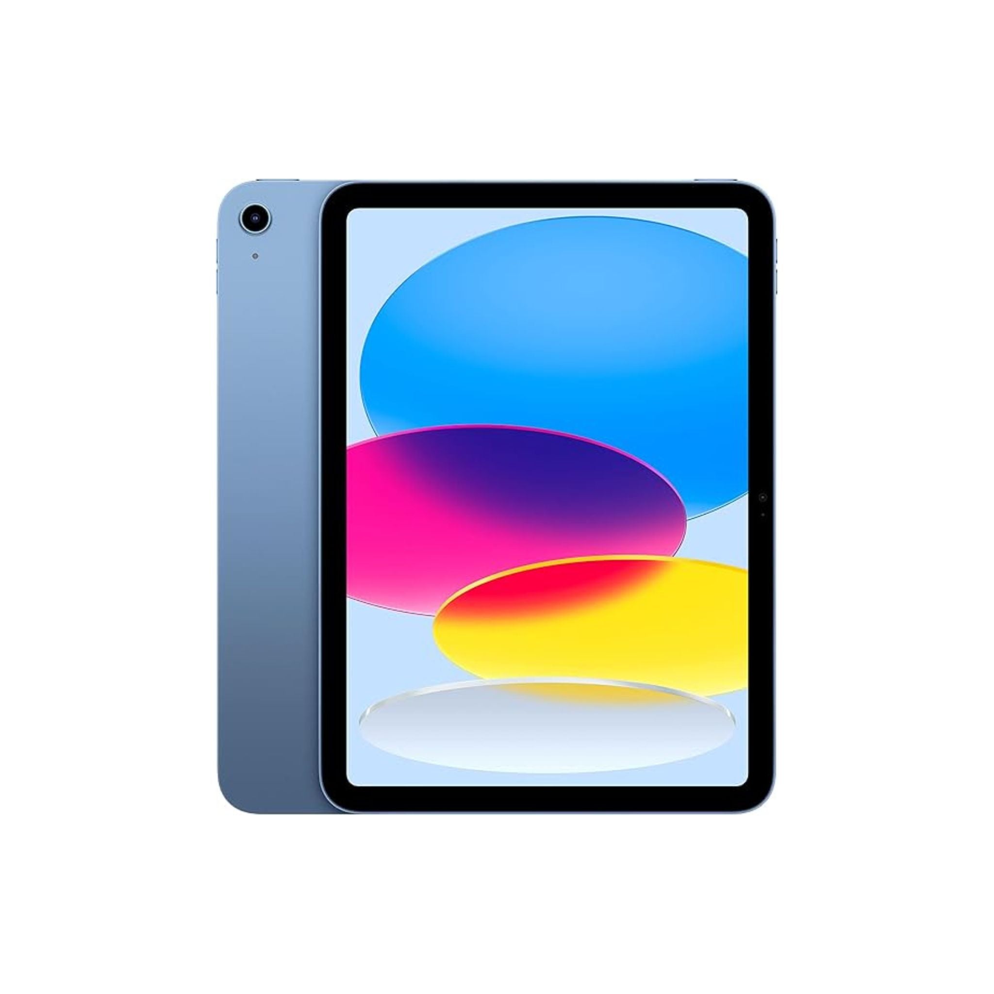 Tablet with colorful display on a white background