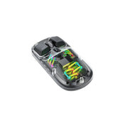 Porodo Transparent Dual-Mode Wireless Mouse with Adjustable DPI Up to 1600, RGB Lights, 400mAh Battery Capacity, Wireless 2.4 GHz & Bluetooth Connections - Black