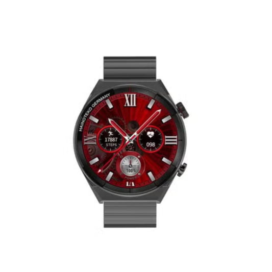 Haino Teko Germany C8 Round Shape Smart Watch with Three Set Strap for Men Black