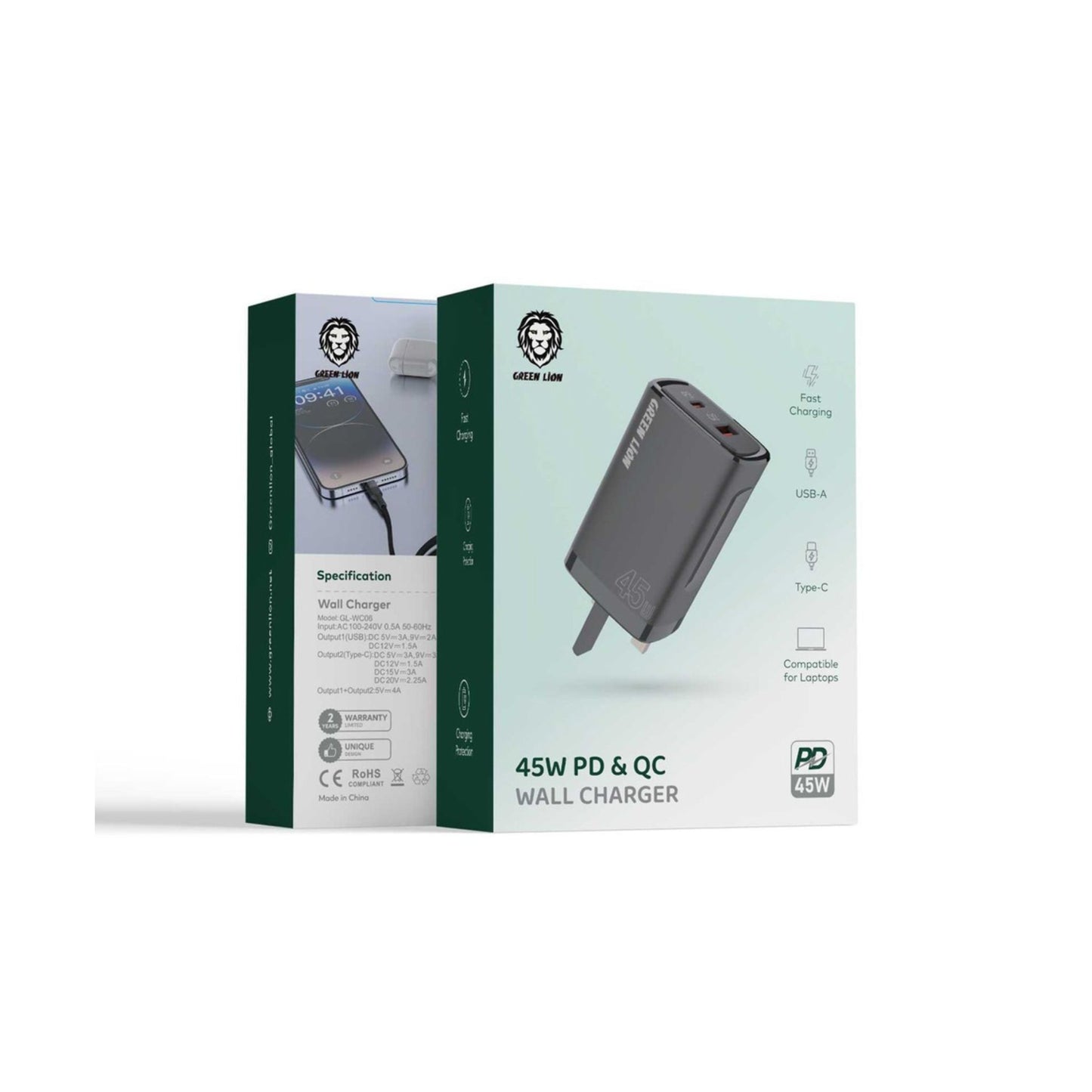 Green Lion 45W PD & QC Wall Charger_Black